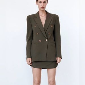 ZARA Army Green Blazer and Skirt,  beautiful Gold buttons selling both